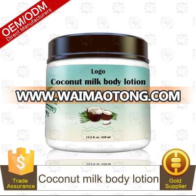 Herbal Ingredients Coconut Milk Body Lotion for Dry Skin Moisturizing and Lightening Skin 420ml OEM Supply